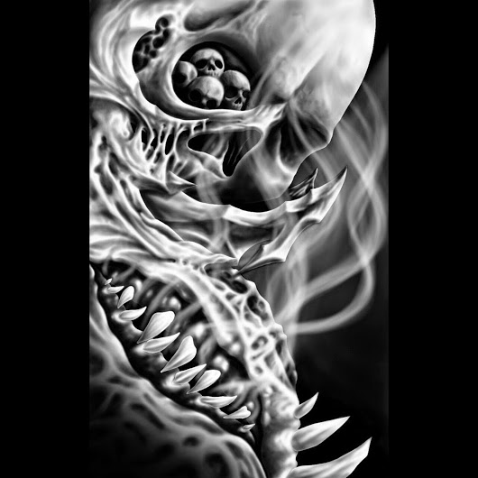530x530 Sketch, Biomechanical, Skull, Smoke - Biomechanical Sketch