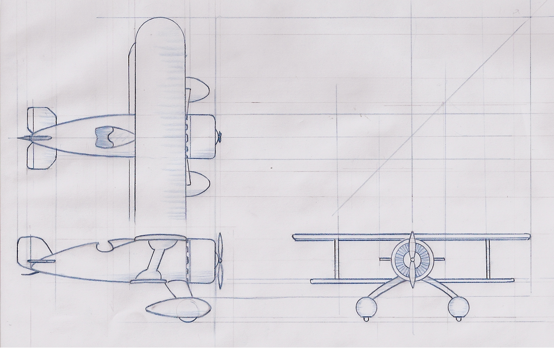 1123x705 Vehicle Sketch 365 By Scott Hulme - Biplane Sketch