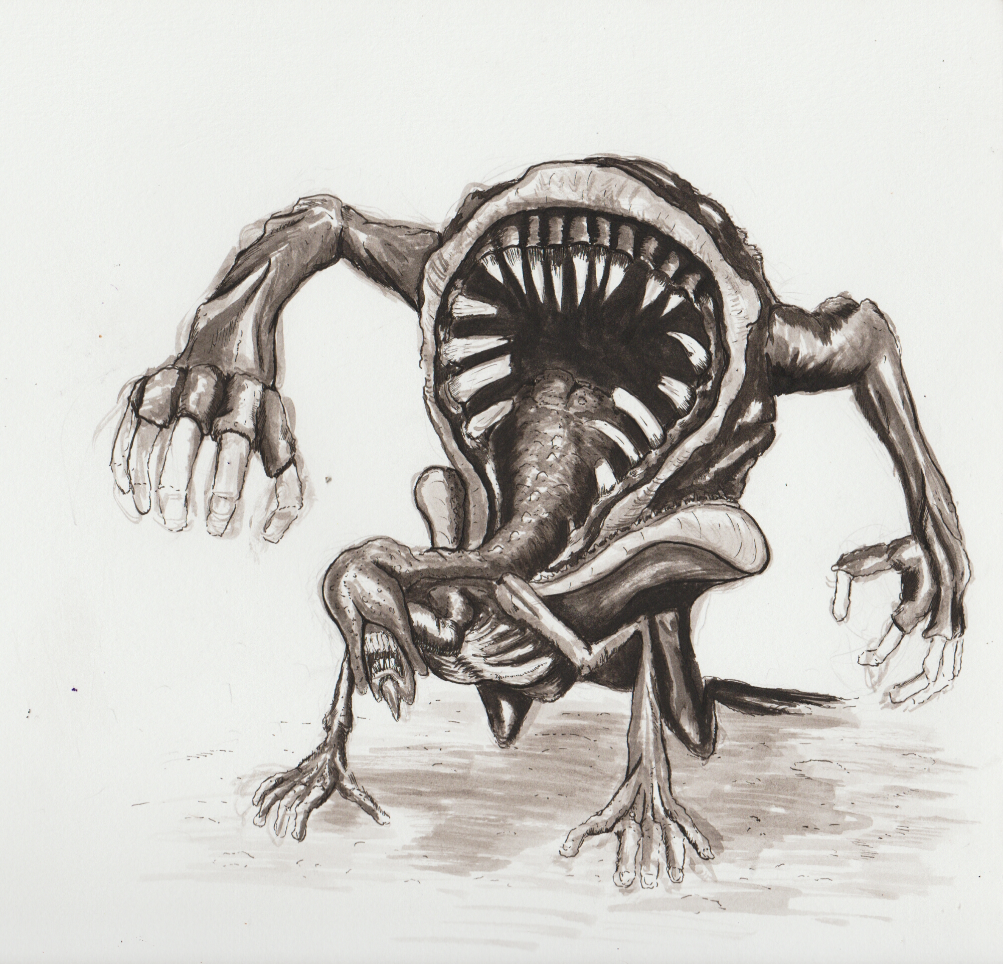 2000x1923 Inktober Day 4 The Bipolar Beast Gonzzink - Bipolar Sketch