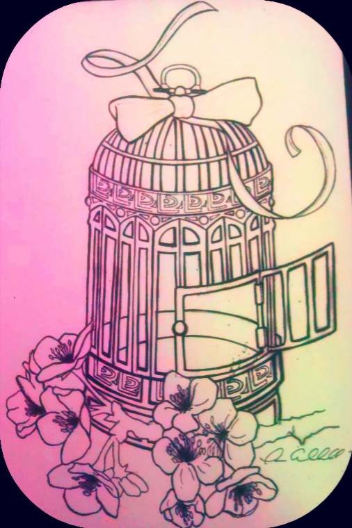 506x760 Open Bird Cage Sketch - Bird Cage Sketch