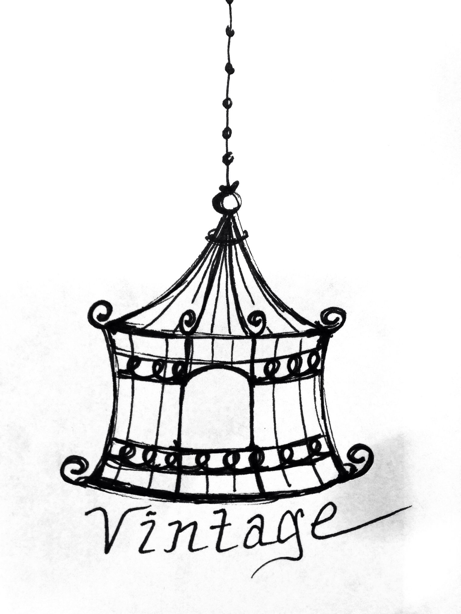 1536x2048 Vintage Bird Cage Sketch Oodles Of Doodles - Bird Cage Sketch