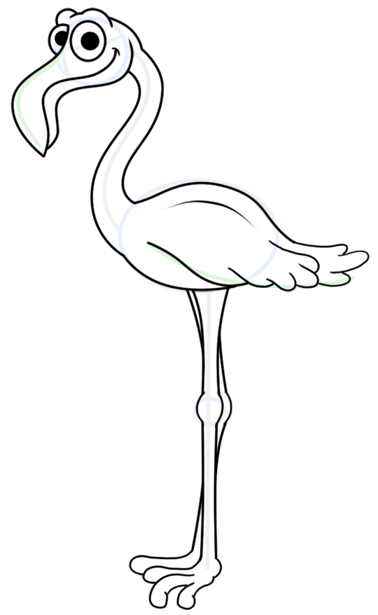 540x878 Cartoon Flamingo Step By Step Drawing Lesson - Bird Cartoon Sketch