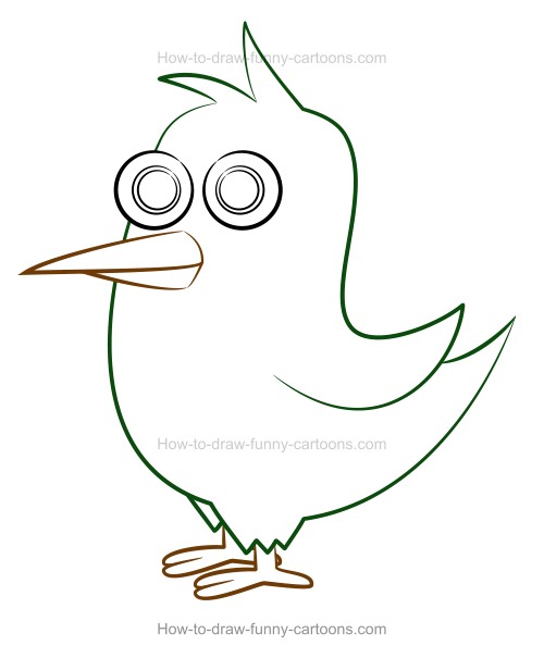500x605 How To Draw A Cartoon Bird - Bird Cartoon Sketch