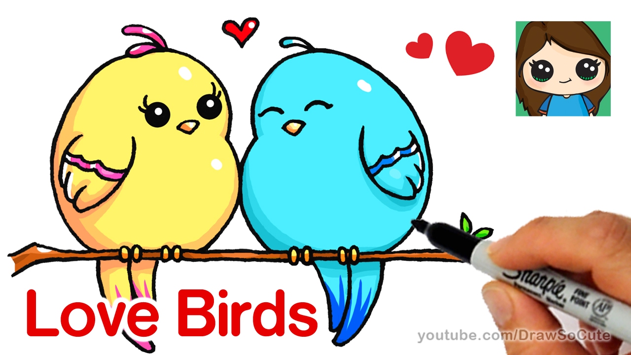 1280x720 How To Draw Cartoon Love Birds Easy - Bird Cartoon Sketch