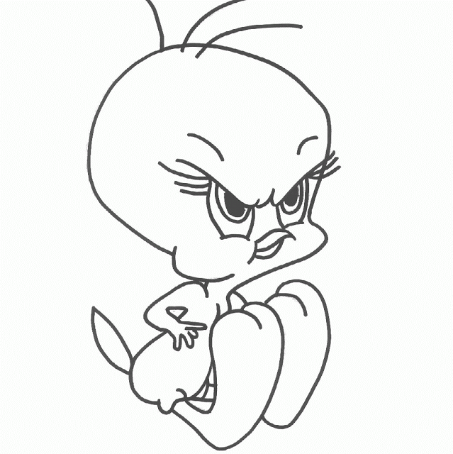 639x640 Tweety Bird Gangster Cartoon Drawings - Bird Cartoon Sketch