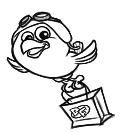 500x516 Cartoon Aviator Bird Mascot Character Design Amp Logo - Bird Cartoon Sketch