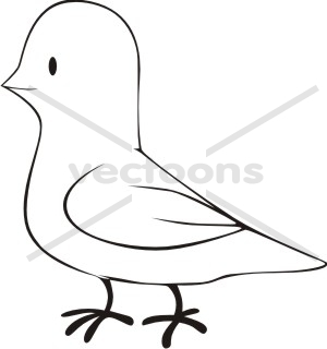 300x320 Cartoon Dove Sketch Style - Bird Cartoon Sketch