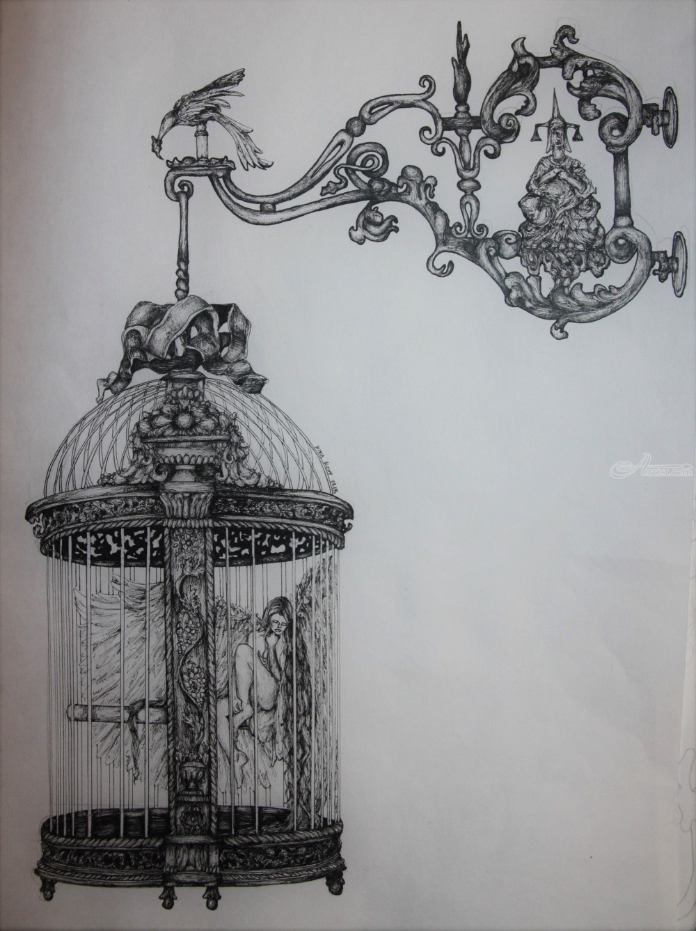 1000x1337 Bird In The Cage Architecture, Decorative Arts, Drawings Sketch - Bird In A Cage Sketch
