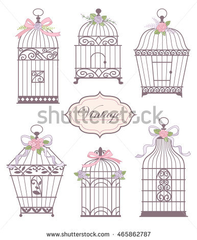 386x470 Collection Of Vintage Bird Cage Drawing High Quality, Free - Bird In A Cage Sketch