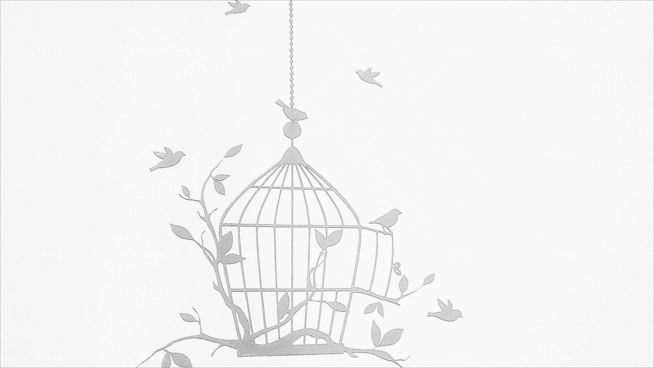 1280x720 Birds, Cage, Freedom, Art, Sketch, Opportunity, Love - Bird In A Cage Sketch