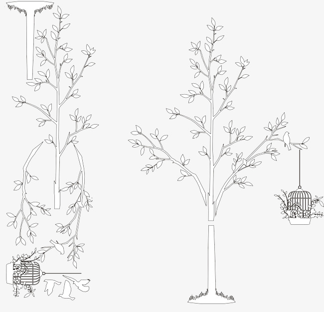 650x626 Tree And Bird Cage, Tree Clipart, Bird Clipart, Sketch Png Image - Bird In A Cage Sketch