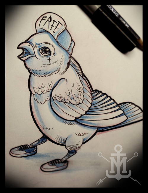 500x655 Free Bird Tattoo Sketch - Bird Tattoo Sketch
