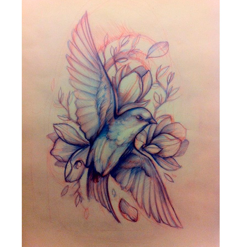 500x500 29 Cool Bird Tattoo Ideas, Designs Amp Placements Company.co.uk - Bird Tattoo Sketch