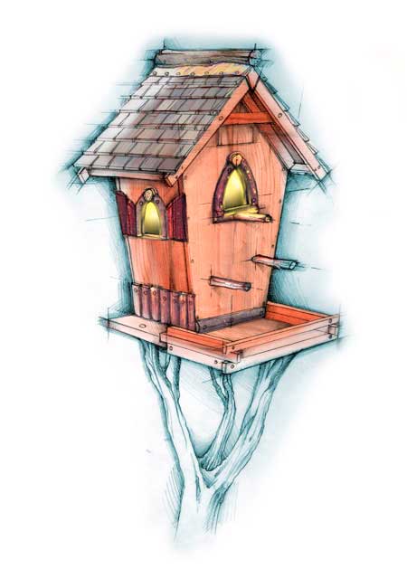 450x650 Bird In Everything Bird House Drawings - Birdhouse Sketch