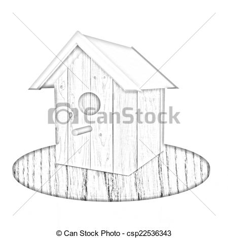 450x470 Nest Box Birdhouse On A White Background. - Birdhouse Sketch
