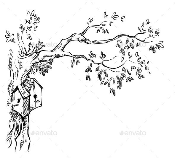 590x535 Bird House By Kamenuka Graphicriver - Birdhouse Sketch