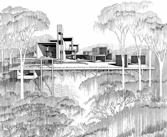 700x576 By Hand Paul Rudolph, Amazing Sketches And Sketches - Birmingham Sketch