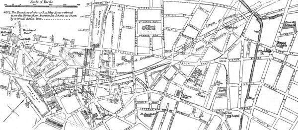 600x262 Sketch Map Of Proposed Improvements, Birmingham - Birmingham Sketch