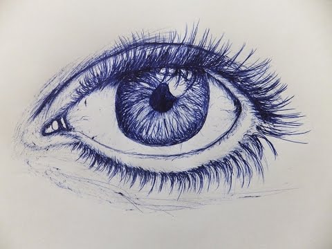 480x360 How To Draw An Eye With Ballpoint Pen - Biro Sketches
