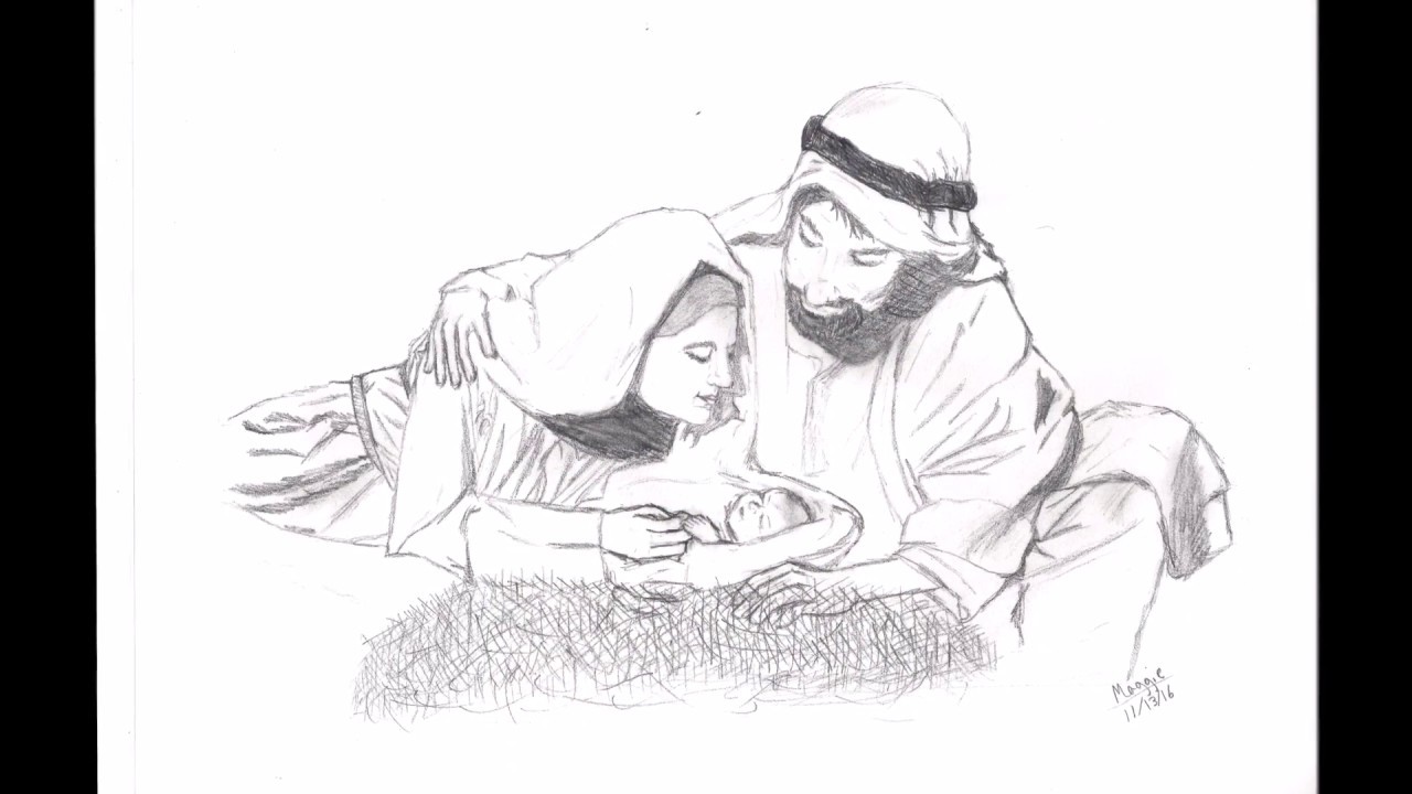1280x720 Speed Drawing~the Birth Of Jesus - Birth Of Jesus Sketch