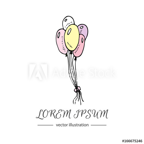 500x500 Hand Drawn Doodle Colorful Bunch Of Birthday Balloons Flying Icon - Birthday Balloon Sketch