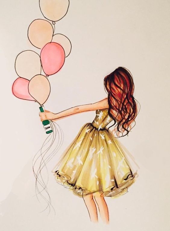 564x766 Pin By Colleen Rose On Art Inspiration Drawings - Birthday Balloon Sketch