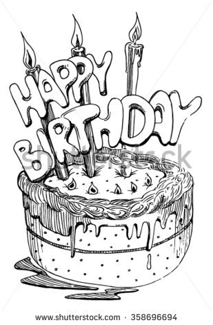 309x470 Birthday Cake Sketch Sketch Cake Candles Birthday Stock Vector - Birthday Cake Sketch