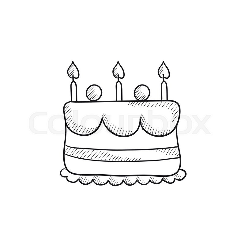 800x800 Birthday Cake With Candles Vector Sketch Icon Isolated On - Birthday Cake Sketch