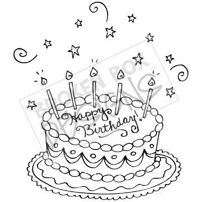 400x400 Happy Birthday Cake Sketch - Birthday Cake Sketch