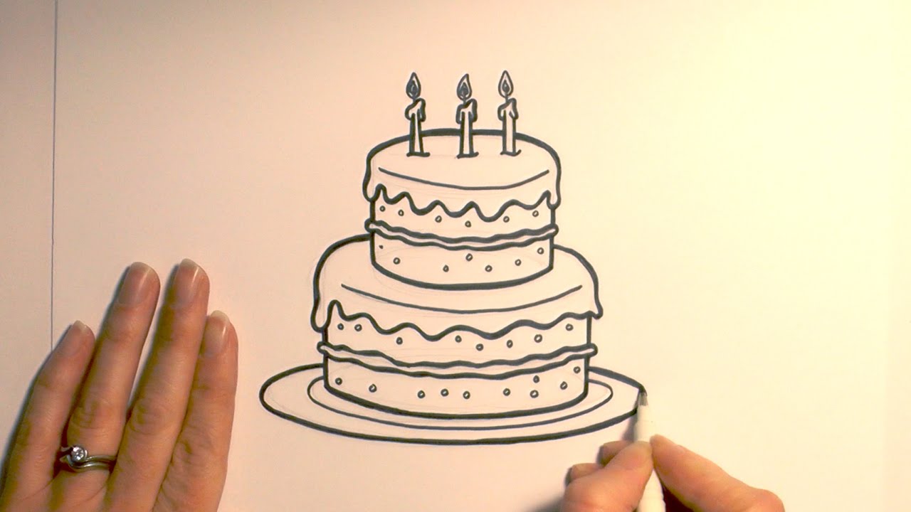 1280x720 How To Draw A Birthday Cake - Birthday Cake Sketch