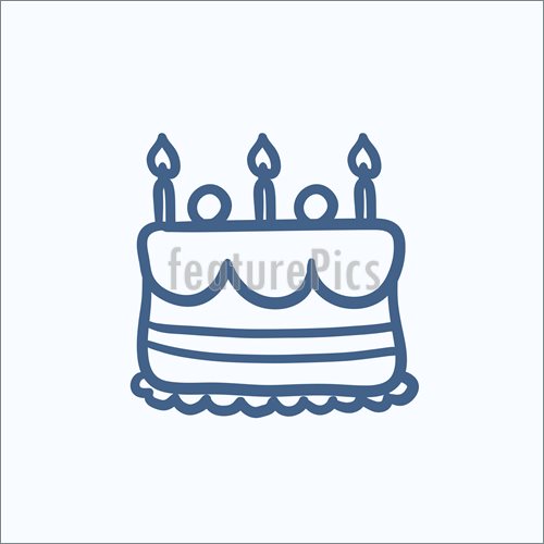 500x500 Birthday Cake With Candles Sketch Icon. Illustration - Birthday Candle Sketch