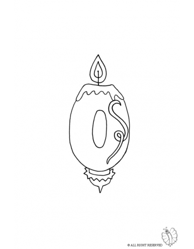 660x847 Print Number Zero Birthday Candle For Coloring - Birthday Candle Sketch