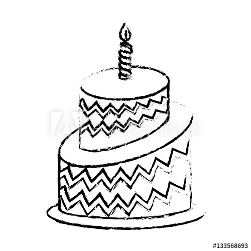 500x500 Birthday Cake Icon Image Sketch Line Vector Illustration Design - Birthday Candle Sketch
