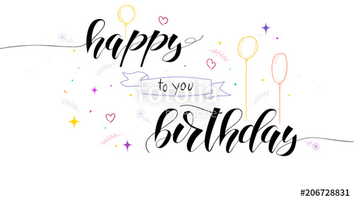 500x283 Happy Birthday Card With Color Hand Drawn Doodle, Sketch Style - Birthday Card Sketch
