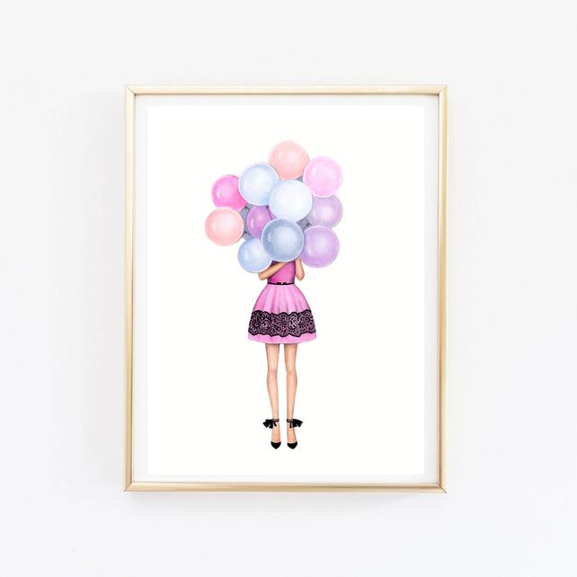 642x642 Birthday Girl Art Art Theme Birthday Girly Wall Art Fashion Etsy - Birthday Girl Sketch
