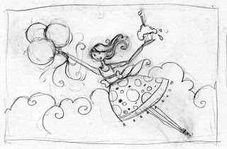 320x211 Enchanted Inspirations Flying Birthday Girl Sketch - Birthday Girl Sketch