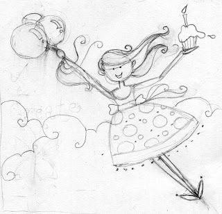 320x308 Enchanted Inspirations Refined Flying Birthday Girl Sketch - Birthday Girl Sketch