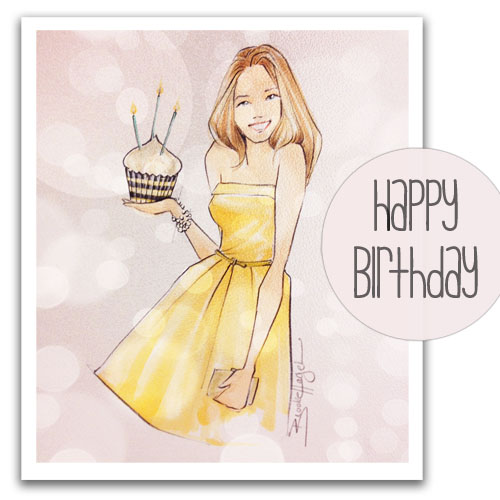 500x500 Fabulous Doodles Fashion Illustration Blog By Brooke Hagel Happy - Birthday Girl Sketch