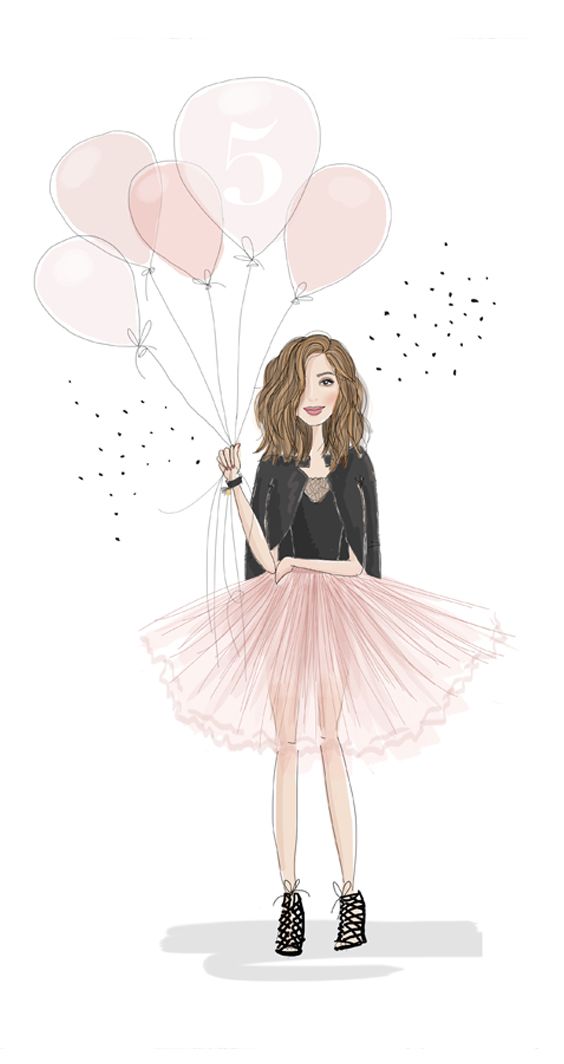 564x1064 Happy 5th Birthday To Us! Xoxo Illustrationzzzz! - Birthday Girl Sketch