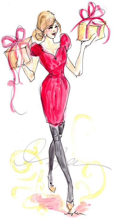 405x748 Happy Birthday! Girl With Two Presents From Trishy Rose Pink - Birthday Girl Sketch