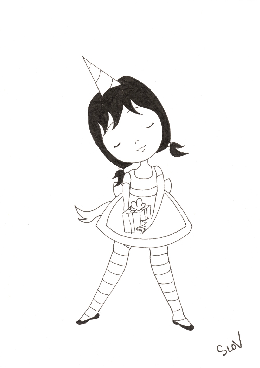 1000x1415 Original Sketches And Illustrations Slovly - Birthday Girl Sketch