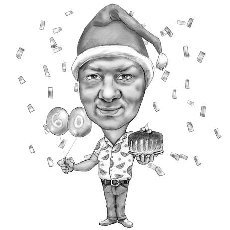 463x463 Custom Birthday Caricature In Full Length Body Type - Birthday Hat Sketch