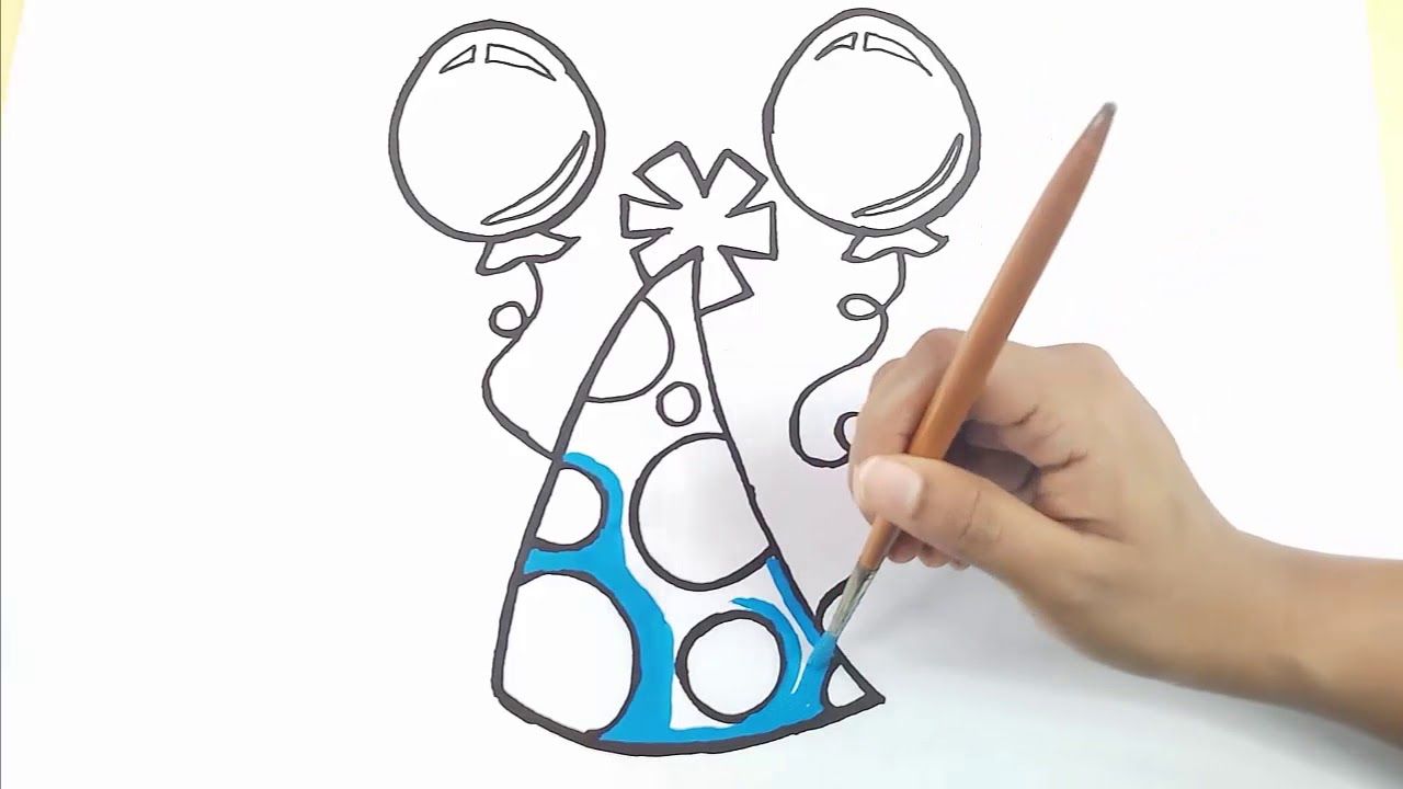 1280x720 Draw Party Birthday Hat Easy And Cute, Birthday Cap Coloring Pages - Birthday Hat Sketch