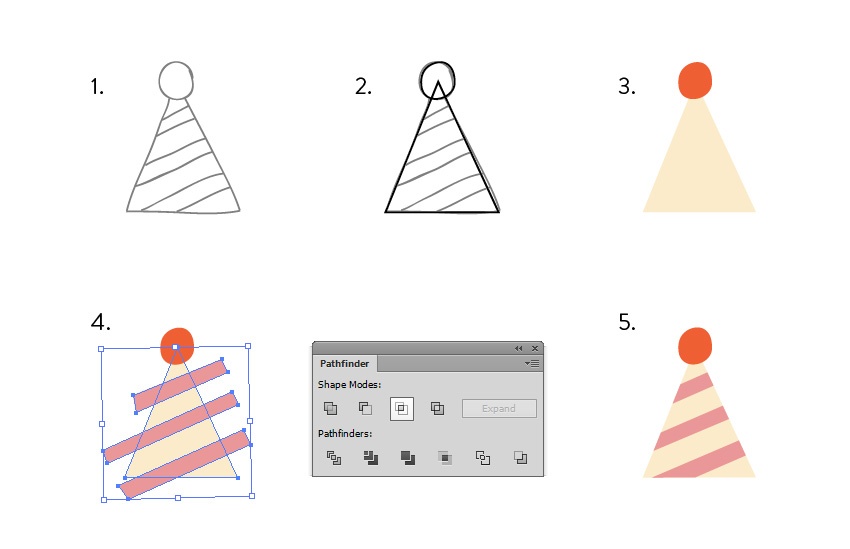 850x549 Illustration Create Retro Birthday Items Free Adobe Illustrator - Birthday Hat Sketch