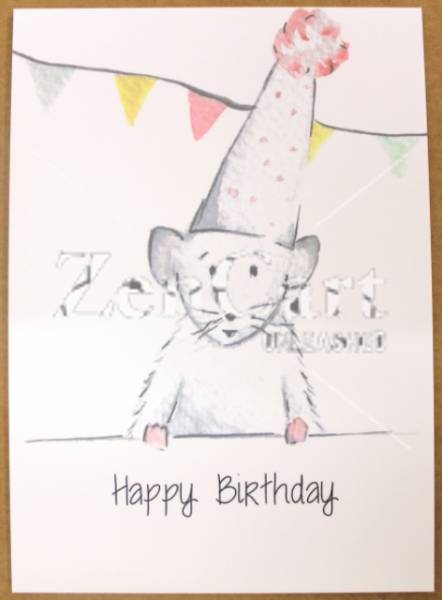 442x600 Ratty Postcard - Birthday Hat Sketch