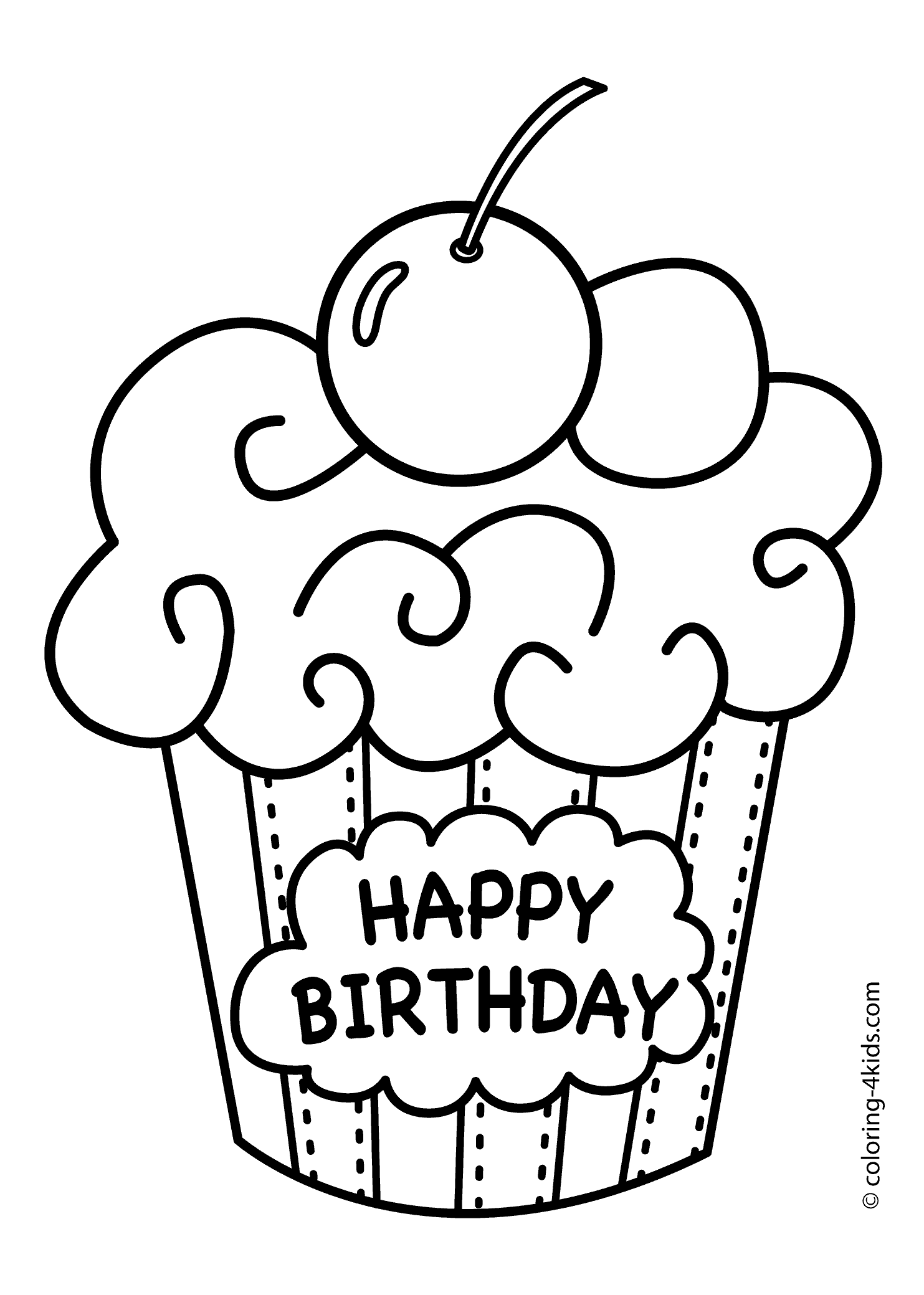 1483x2079 Cake Happy Birthday Party Coloring Pages Muffin Coloring Pages - Birthday Party Sketch