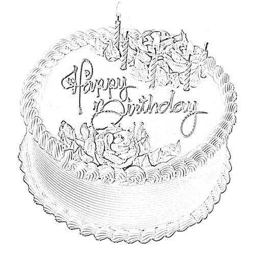 500x500 Happy Birthday Cake Sketch - Birthday Sketch Images