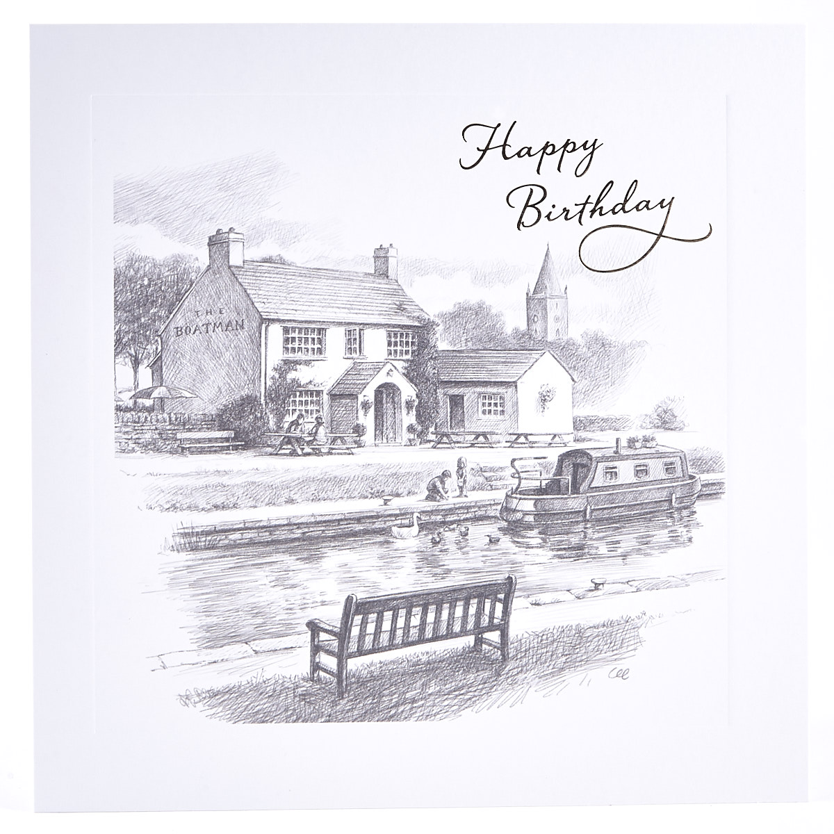 1200x1200 Happy Birthday Traditional Pub Sketch Card Card Factory - Birthday Sketch Images