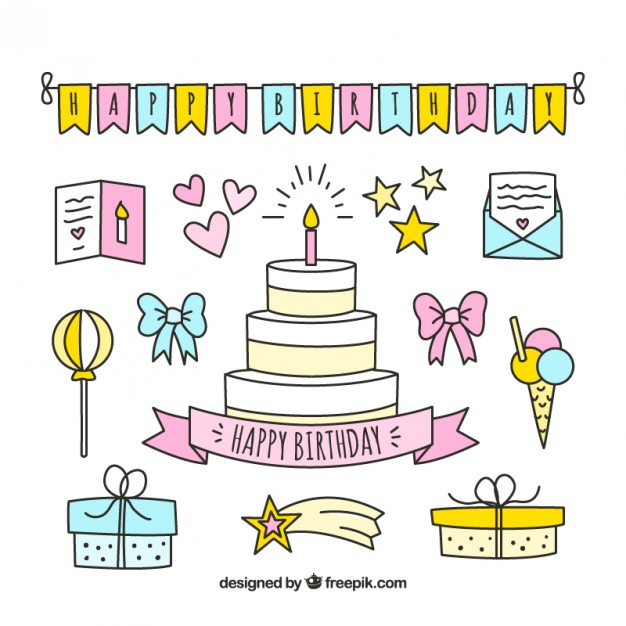 626x626 Sketches Birthday Decoration Vector Free Download - Birthday Sketches