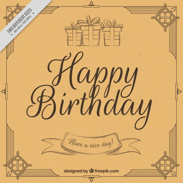 626x626 Vintage Happy Birthday Background With Sketches Of Gifts And - Birthday Sketches